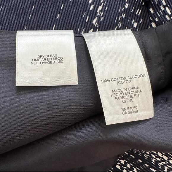 Jones New York Skirt Cotton Navy White Print Pencil Knee Length Tailored Size 4 - Picture 10 of 11